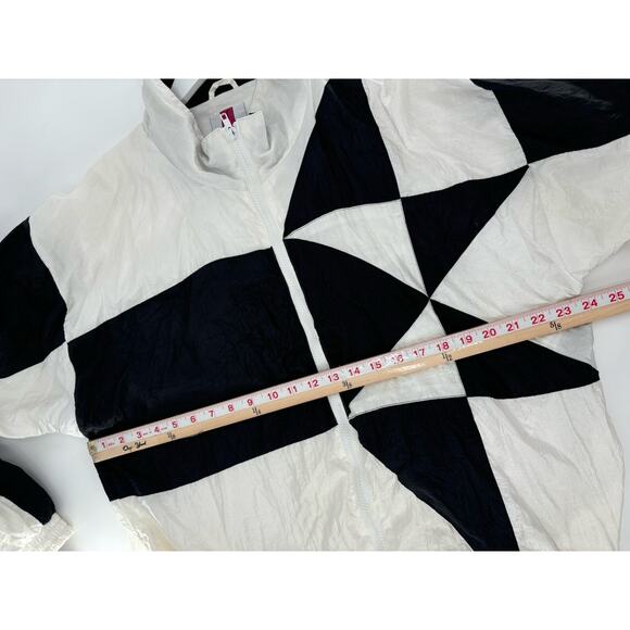 Active Exposure Vintage Jacket Mens XL White Black Windbreaker Geometric Sheer - Picture 14 of 16